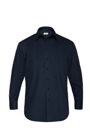 Solid Navy Blue Cotton Signature Dress Shirt