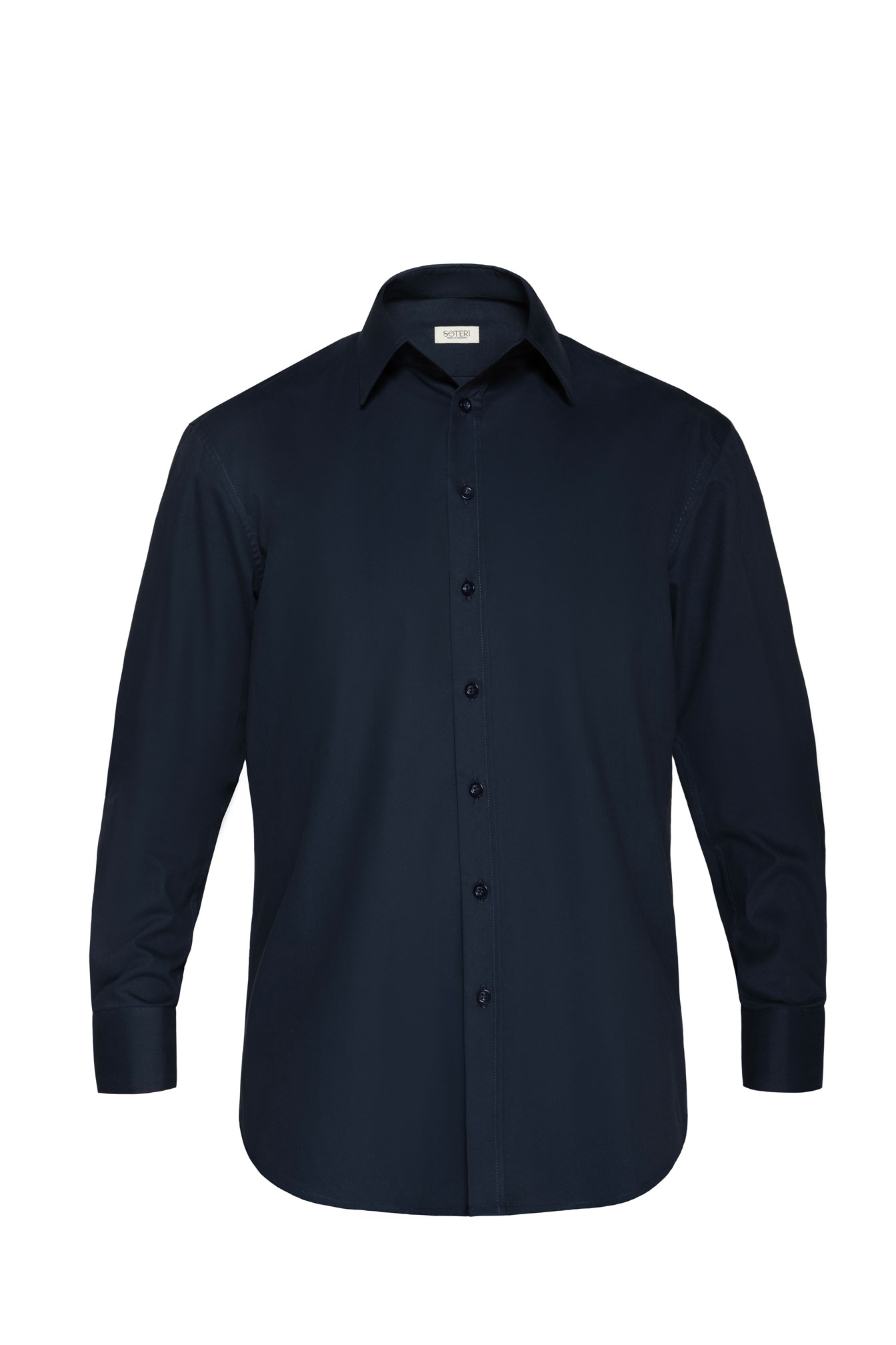 Solid Navy Blue Cotton Signature Dress Shirt