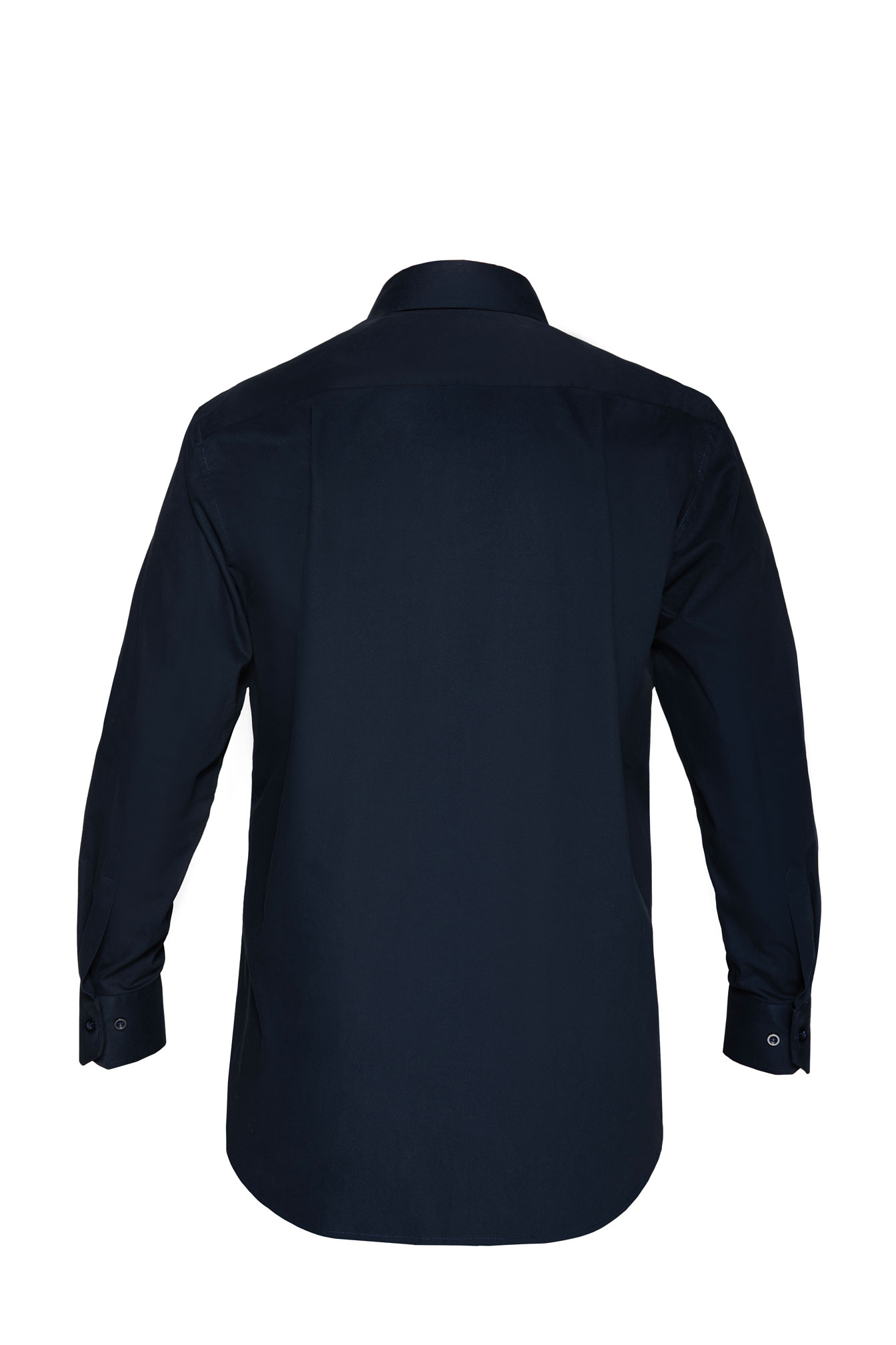 Solid Navy Blue Cotton Signature Dress Shirt - Image 2