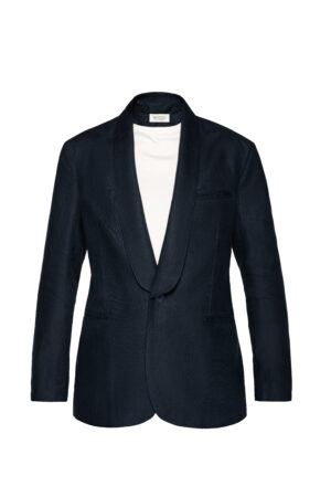 Shawl lapel blue summer suit (100% linen)