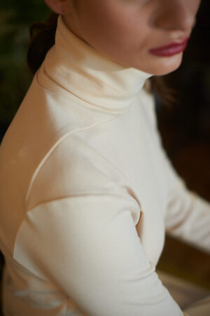 Alternative view of Beige Polo Neck (Knitted Cotton)