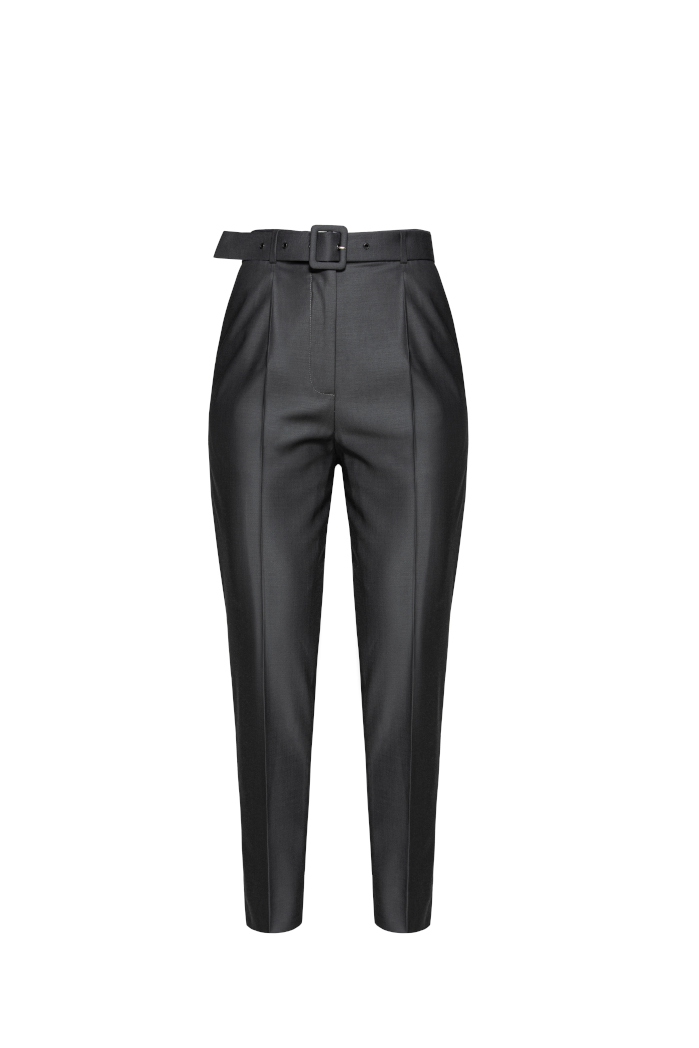 Dark gray classic pants with belt