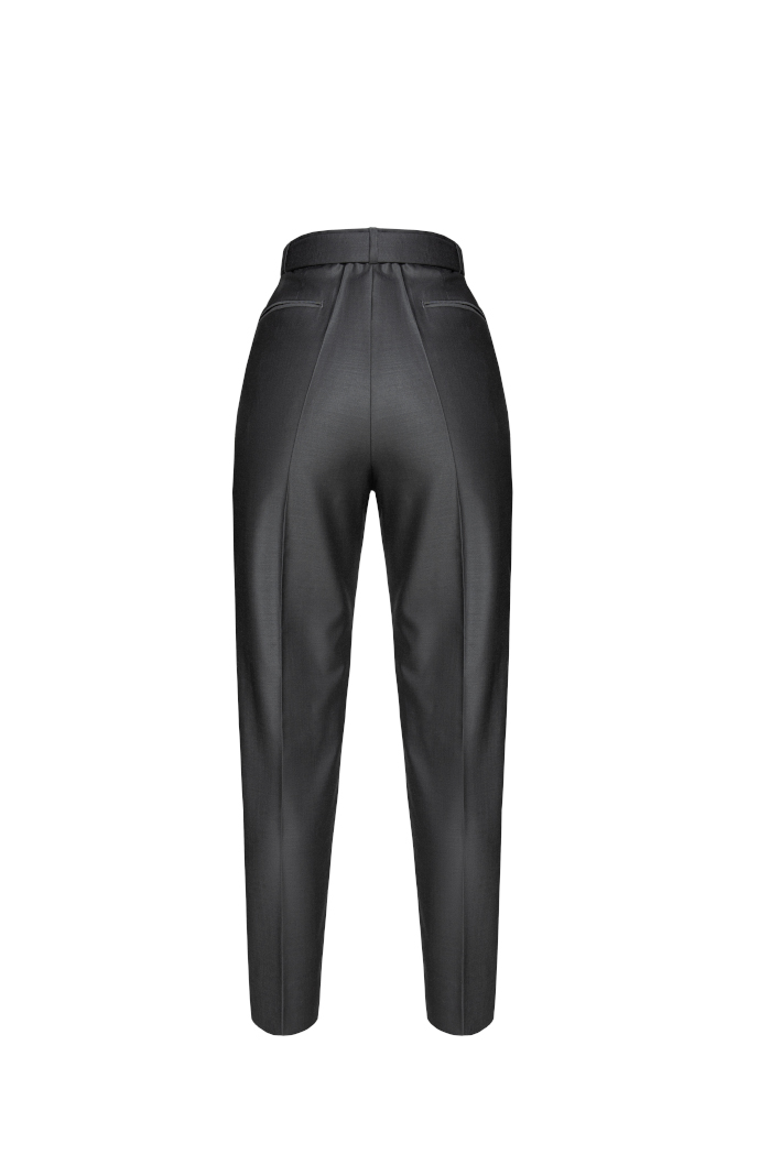 Dark gray classic pants with belt - Image 2